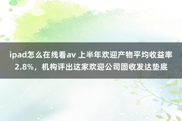 ipad怎么在线看av 上半年欢迎产物平均收益率2.8%，机构评出这家欢迎公司固收发达垫底