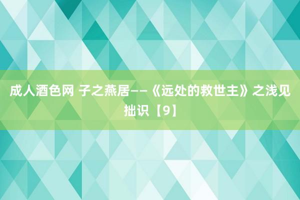 成人酒色网 子之燕居——《远处的救世主》之浅见拙识【9】