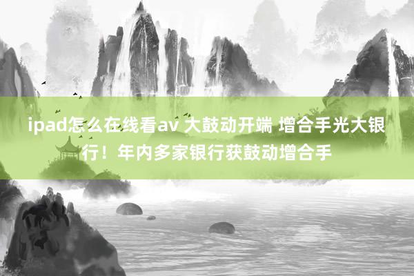 ipad怎么在线看av 大鼓动开端 增合手光大银行！年内多家银行获鼓动增合手