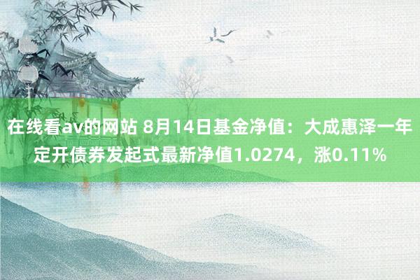 在线看av的网站 8月14日基金净值：大成惠泽一年定开债券发起式最新净值1.0274，涨0.11%