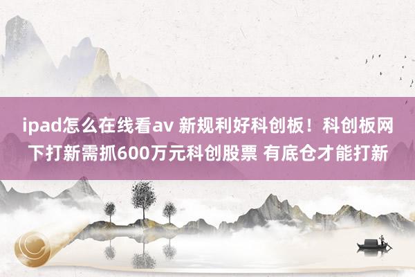 ipad怎么在线看av 新规利好科创板！科创板网下打新需抓600万元科创股票 有底仓才能打新