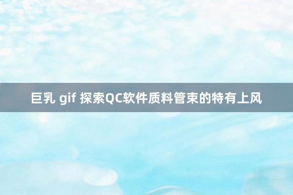 巨乳 gif 探索QC软件质料管束的特有上风