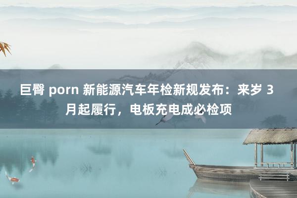 巨臀 porn 新能源汽车年检新规发布：来岁 3 月起履行，电板充电成必检项